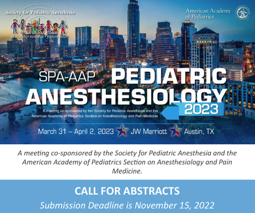 SPA/AAP 2023 Pediatric Anesthesiology 2023